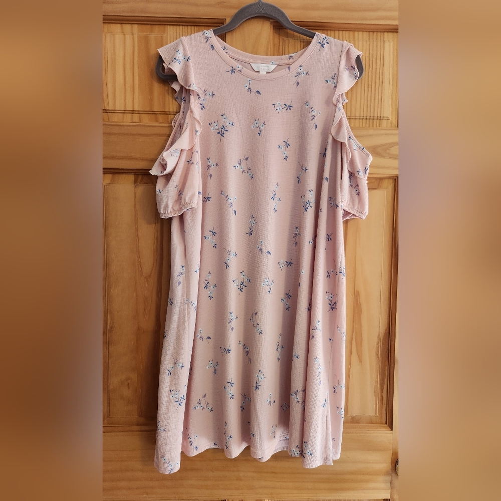 Pink cold shoulder dress by Lauren Conrad.